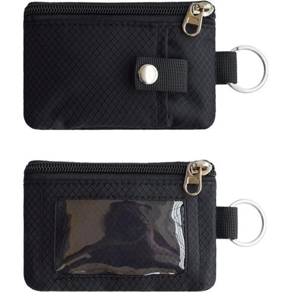 RFID Small Wallet with ID Window Zipper Lanyard Card Holder for Travel Men Women - Picture 3 of 7